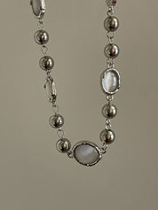 Grunge Faux Gem Decor Beads Necklace