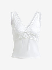 Patchwork Lace Y2K Crop Tank Top
