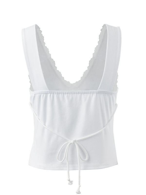 Patchwork Lace Y2K Crop Tank Top
