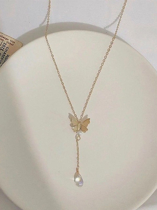 Butterfly Tassel Pendant Necklace