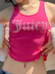 Rhinestone Letter Crop Tank Top