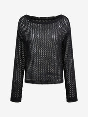 Hollow Out Crochet Long Sleeve Knit Top