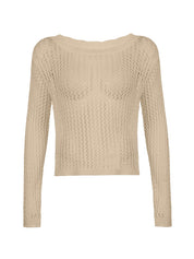 Hollow Out Crochet Long Sleeve Knit Top