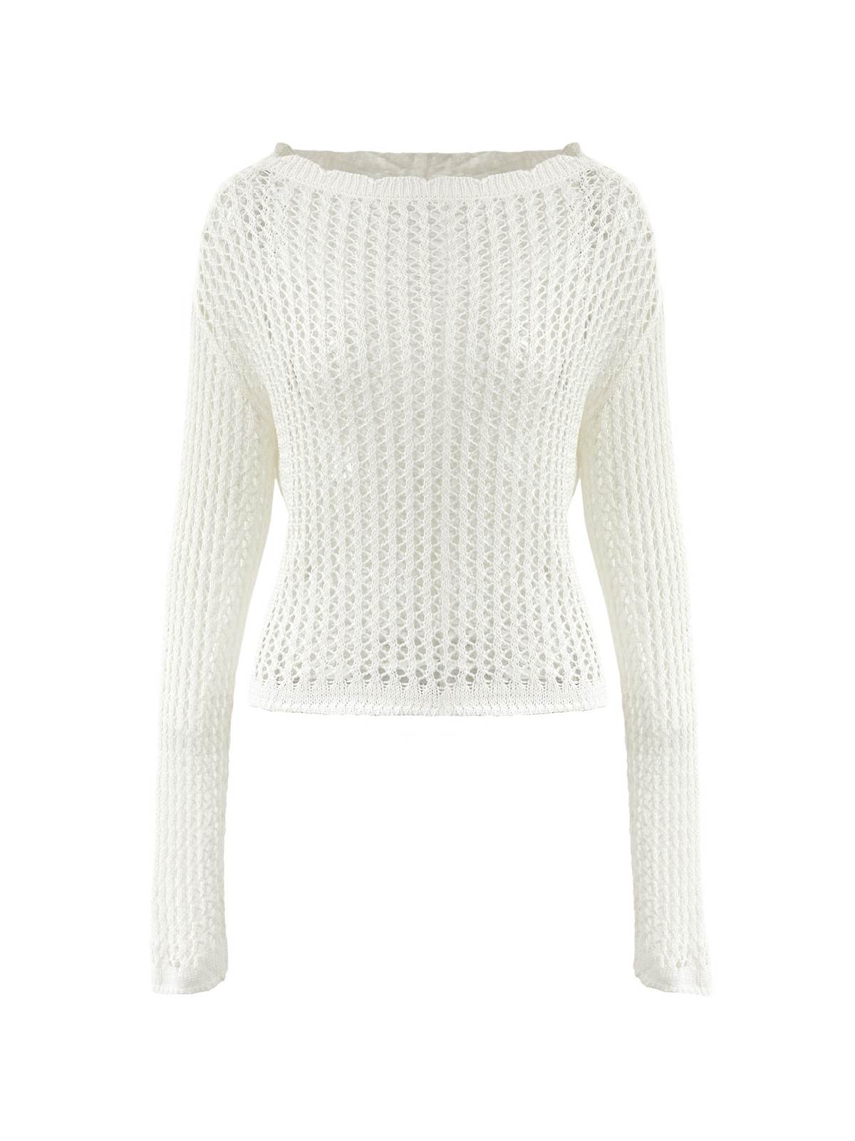 Hollow Out Crochet Long Sleeve Knit Top
