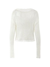 Hollow Out Crochet Long Sleeve Knit Top