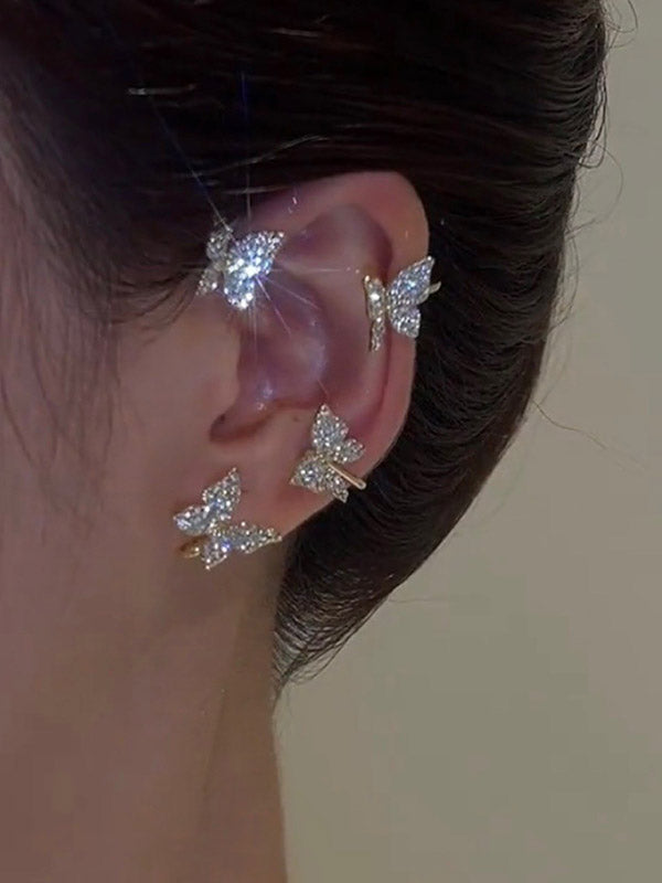 1pair Rhinestone Butterfly Ear Cuffs