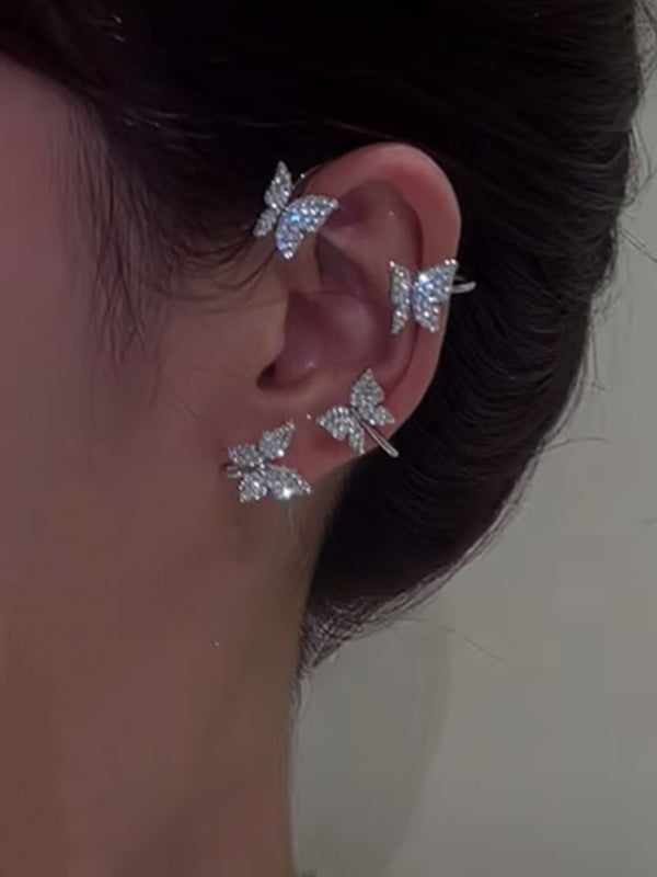 1pair Rhinestone Butterfly Ear Cuffs