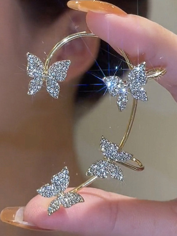 1pair Rhinestone Butterfly Ear Cuffs