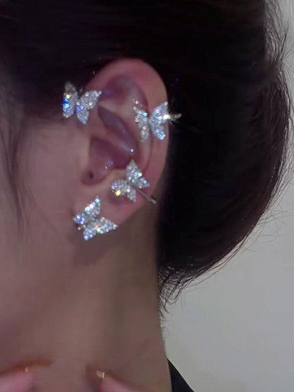1pair Rhinestone Butterfly Ear Cuffs