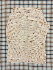 Cross Pattern Crochet Hollow Long Sleeve Knit Top