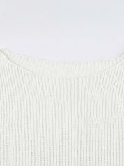Distressed Crochet Knit Long Sleeve Crop Top