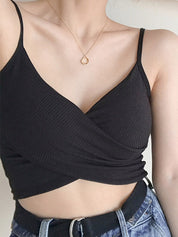 Criss Cross Ribbed Crop Cami Top