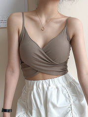 Criss Cross Ribbed Crop Cami Top