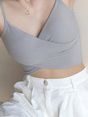 Criss Cross Ribbed Crop Cami Top