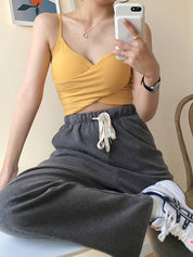 Criss Cross Ribbed Crop Cami Top