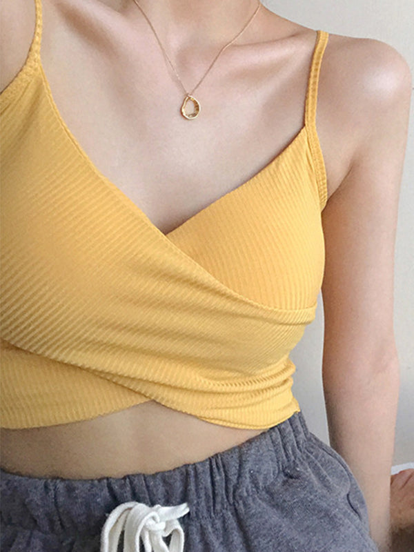 Criss Cross Ribbed Crop Cami Top