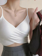 Criss Cross Ribbed Crop Cami Top