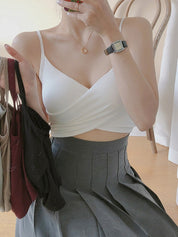 Criss Cross Ribbed Crop Cami Top