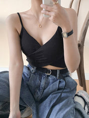 Criss Cross Ribbed Crop Cami Top