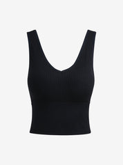 Rib V Neck Cropped Tank Top
