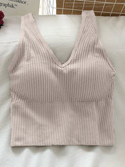 Rib V Neck Cropped Tank Top