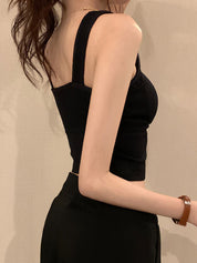 Rib V Neck Cropped Tank Top