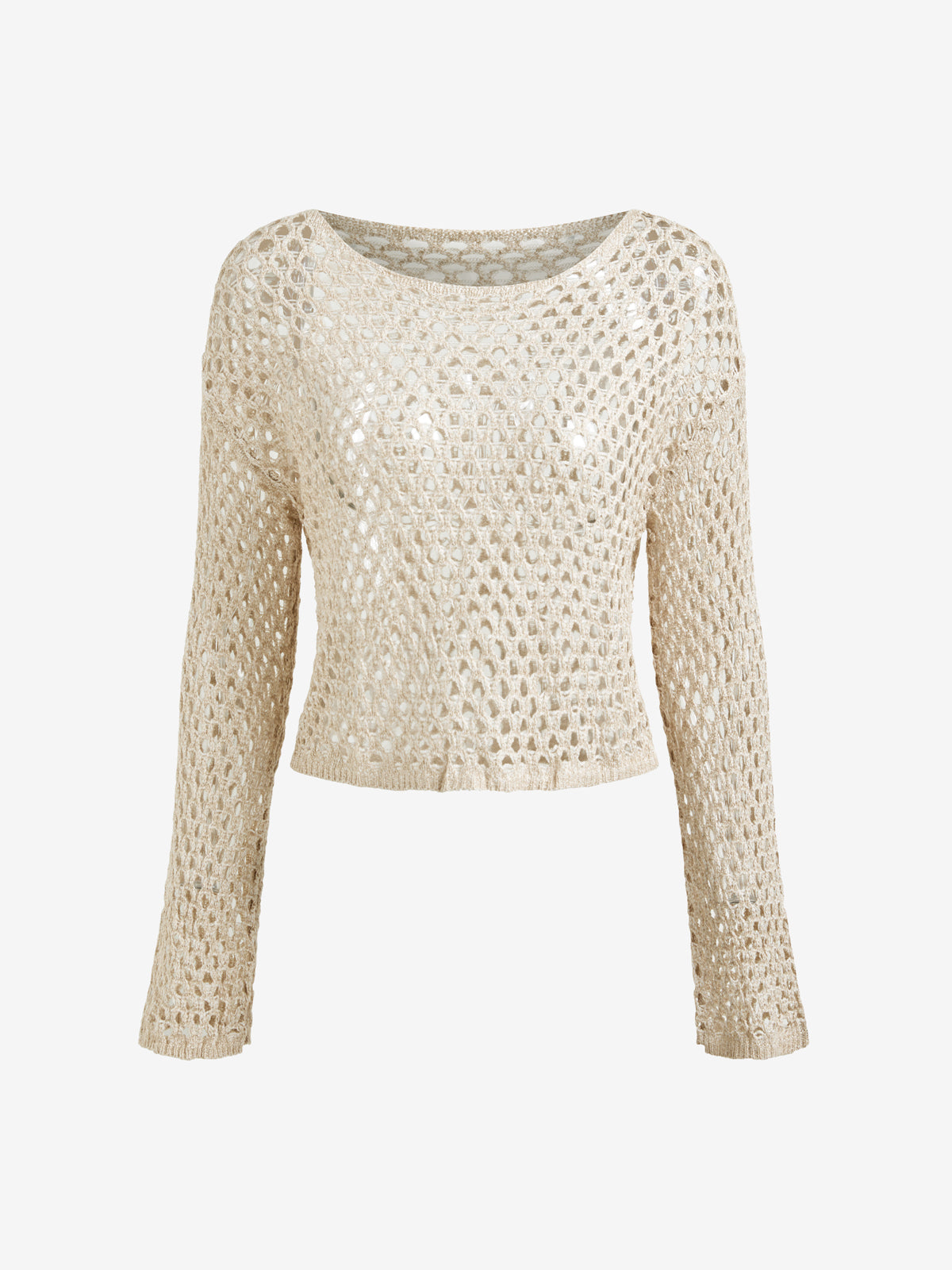 Hollow Out Crochet Knit Long Sleeve Crop Top