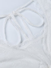 Lace Trim Backless Strappy Tie Corset Top