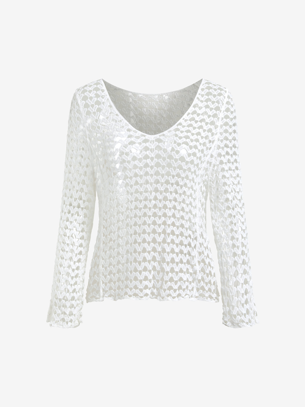 Hollow Out Long Sleeve Heart Crochet Knit Top