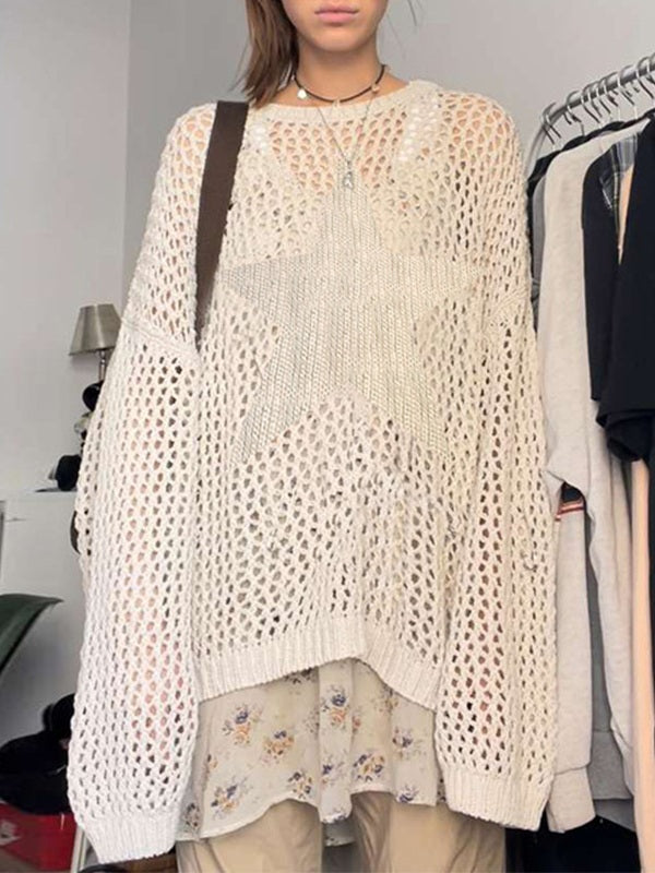 Hollow Out Star Crochet Knit Top