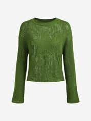 Star Jacquard Crochet Knit Top