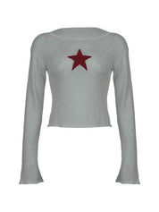 Star Crochet Knit Cropped Knit Top
