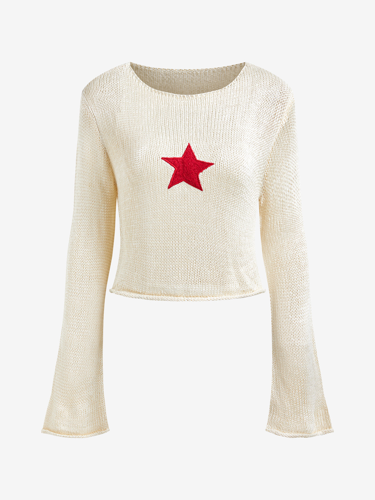 Star Crochet Knit Cropped Knit Top