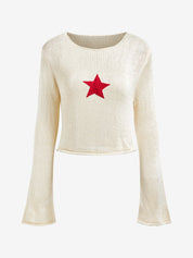 Star Crochet Knit Cropped Knit Top