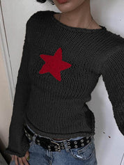 Star Crochet Knit Cropped Knit Top