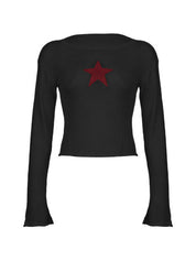 Star Crochet Knit Cropped Knit Top