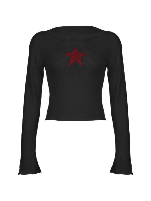 Star Crochet Knit Cropped Knit Top