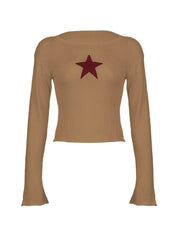 Star Crochet Knit Cropped Knit Top