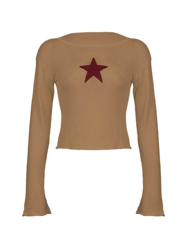 Star Crochet Knit Cropped Knit Top