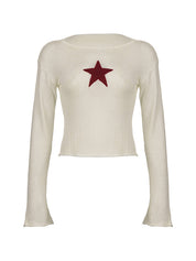 Star Crochet Knit Cropped Knit Top