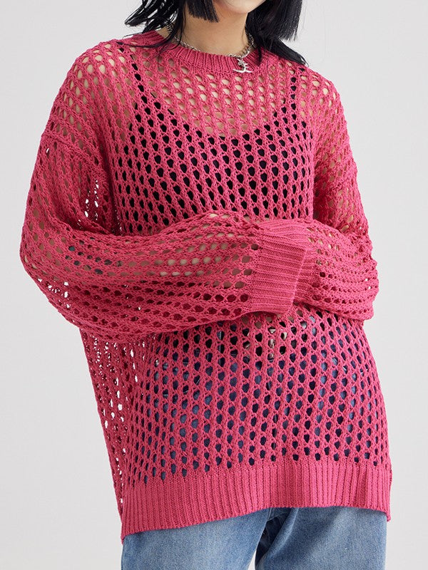 Oversized Crochet Open Knit Top