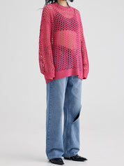 Oversized Crochet Open Knit Top