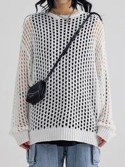 Oversized Crochet Open Knit Top