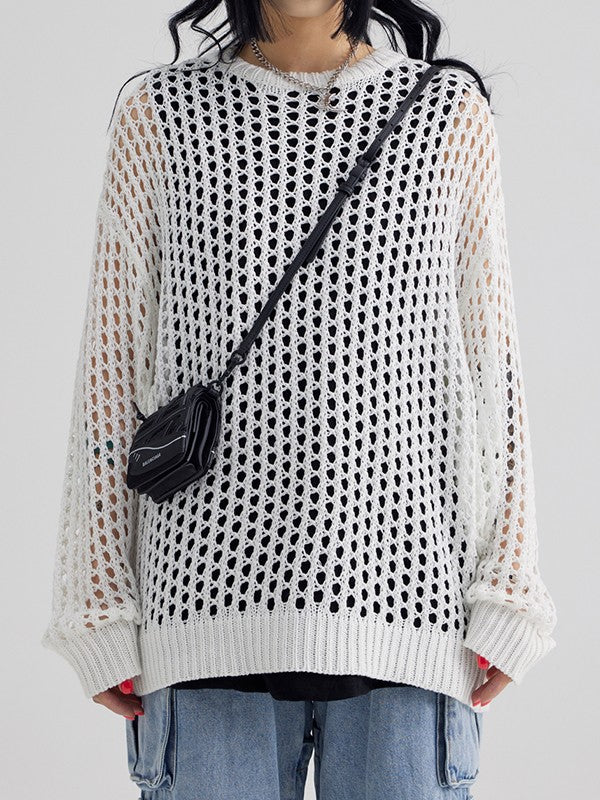 Oversized Crochet Open Knit Top