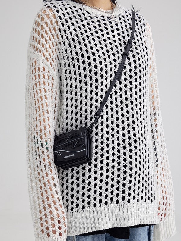 Oversized Crochet Open Knit Top