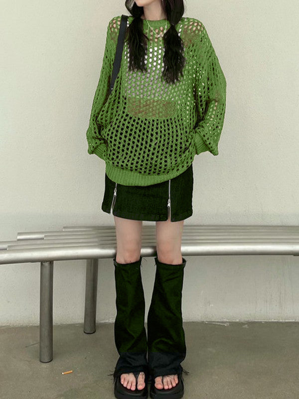 Oversized Crochet Open Knit Top