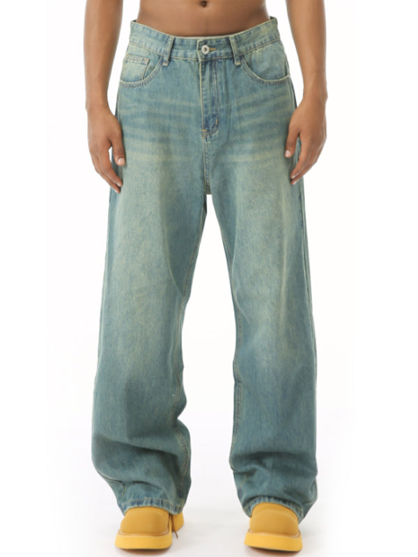 American retro gradient loose wide-leg jeans