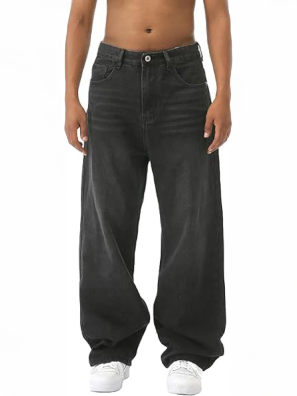 American retro gradient loose wide-leg jeans