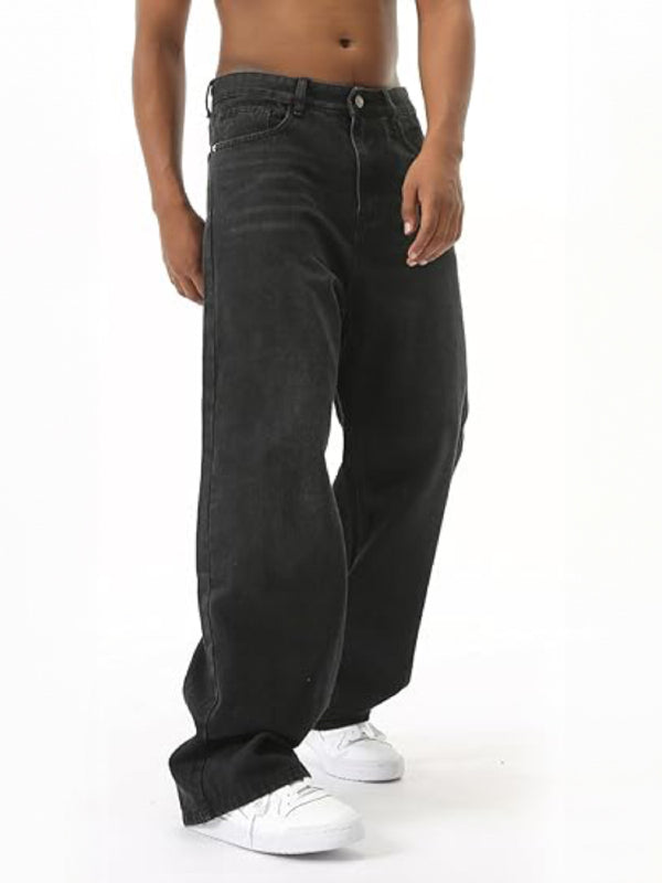 American retro gradient loose wide-leg jeans