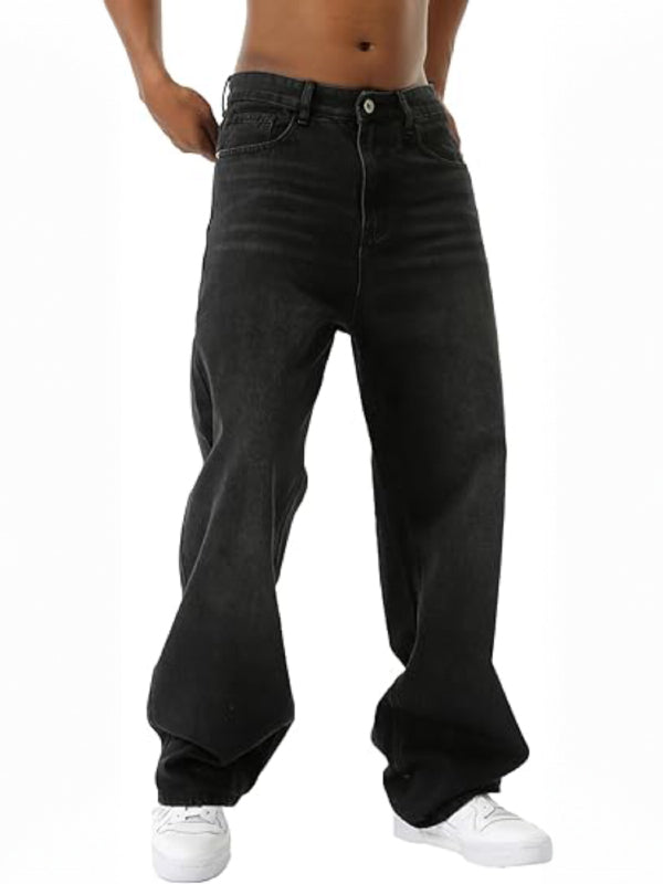American retro gradient loose wide-leg jeans